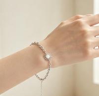 Bracelet à maillons en acier inoxydable plaqué or 18 carats, ajustable, avec pendentif soleil, bijoux minimalistes pour femmes