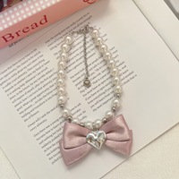 Colliers réglables pour animaux de compagnie Princess Pink, style collier de perles doux, pour chiens, motif uni doux