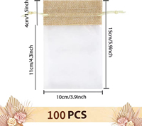 Sacs cadeaux en toile de jute et organza avec cordon de serrage, pochettes pour faveurs de mariage, sachets pour bonbons, jouets, bijoux, emballage et rangement