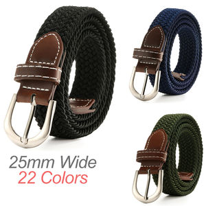 Sabuk rajut Wanita lebar 2.5cm, sabuk kepang elastis kasual tanpa lubang, gesper Pin, Sabuk rajut elastis ramping untuk wanita, lebar 105 cm - Product Image 2