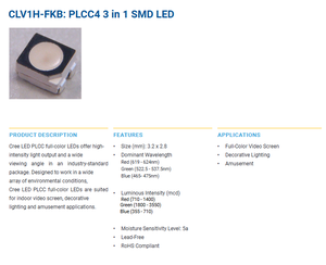 Vente chaude : LED SMD RGB CREE CLV1H-FKB-CMPRTHKBB2367453 622nm Rouge, 530nm Vert, 470nm Bleu, Ra90, Angle de vision 120°, 50 000 heures - Product Image 2