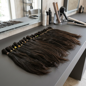 Hair4Wig Cheveux Humains Brésiliens Remy Noir Naturel Ondulé Naturel Queue de Cheval en Vrac à Tissage Unique 1kg+ pour Ventilation de Perruques Faite Main - Product Image 2