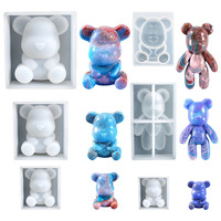 Kristall-Epoxidharz-Formen, mehrere 3D-Silikon-Bärenformen für DIY-Schmuckanhänger, leicht zu entformen, Kuchendekorationszubehör
