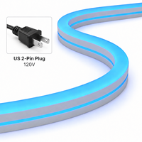 Bande lumineuse LED néon flexible en silicone RGB 120V IP68, rouleau de 50m, résistante au torsion, 15x26mm, avec contrôleur et prise US pour jardin