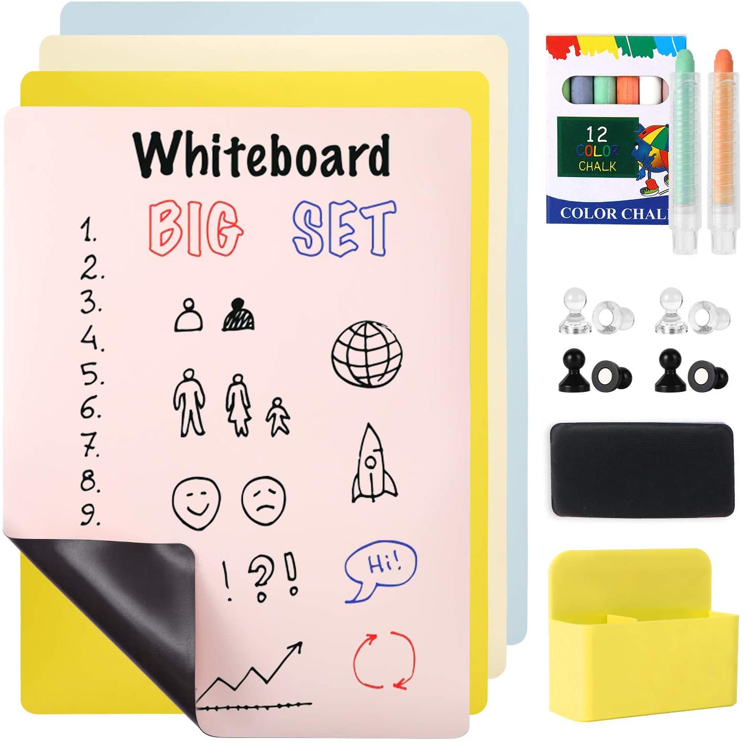 Decorative Magnetic Wet Erase Board for Fridge Wall Paper Colorful Self Adhesive Vinyl Whiteboard Chalkboard Wall Sticker