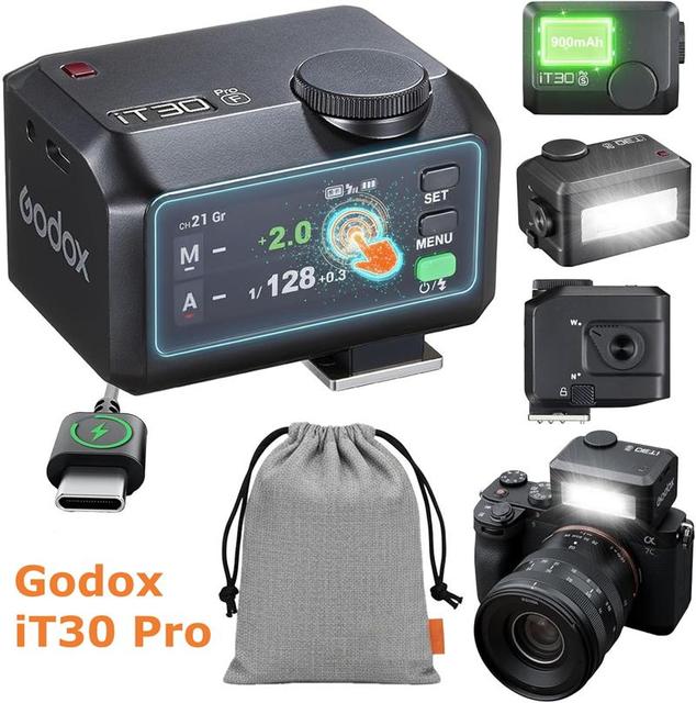 Godox IT30Pro 2.8" Touchscreen Pocket Flash TTL Auto-Exposure 2.4G Wireless on Camera Flash for Canon Nikon Sony Fuji Olympus