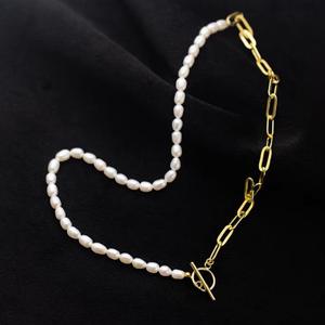 Women's <b>Short</b> Style Retro Japanese Korean Version 14k Gold Wrapped Chain <b>Necklace</b> Natural Freshwater Pearl for Gift - Product Image 4
