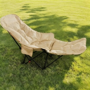 Chaise de jardin pliable en tissu Oxford avec repose-jambes rembourré pour usage extérieur, couleurs beige et vert, style décontracté et contemporain - Product Image 3