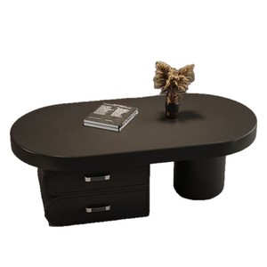 Minimalist Oval <b>Coffee</b> <b>Table</b> Wood Top Baking Paint Modern Living Room Furniture - Product Image 5