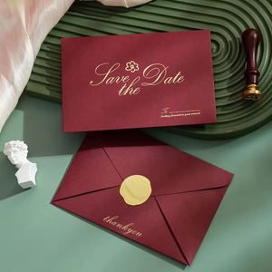 Enveloppes d'invitation de mariage en papier texturé de luxe personnalisées, estampées à chaud, vente en gros - Product Image 1