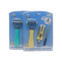 Peigne de toilettage pour animaux de compagnie multifonctionnel 3-en-1 en plastique écologique de haute qualité avec lime à ongles et coupe-ongles en acier inoxydable