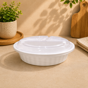 HACAMY - Recipientes de Plástico PP Desechables Resistentes de 3 Compartimentos, Cajas para Comida Aptas para Microondas y a Prueba de Fugas para Restaurantes - Product Image 1