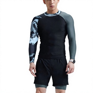 OEM ODM Digital Print Slim-Fitted Sports Rash Guard Quick Dry Lightweight Breathable Spandex/Polyester <b>Shirt</b> for Fitness <b>Boxing</b> - Product Image 1