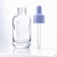 Flacon compte-gouttes en verre transparent à épaules rondes et fond épais, avec nouvelle pipette marquée pour échantillons d'essences, sérums cosmétiques