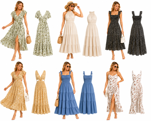 Summer Women Casual Strapless Midi Dress Solid Color Party Elegant A-Line Split <b>Waist</b> <b>Chain</b> Decor - Product Image 1