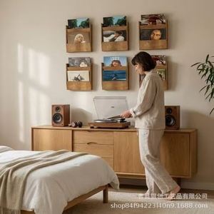 Wooden Record <b>Wall</b> Storage Box Double Layer Album Magazine Display Rack <b>Vinyl</b> Storage For Cd Rack - Product Image 2