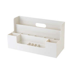 Desktop Storage <b>Rack</b> Organizer <b>Plastic</b> Multi Compartment White Office Desk Organizer Standing Type Rectangle Shape - Product Image 1