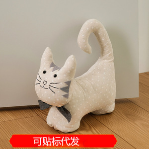 Butoir de porte chat mignon blanc à pois, butoir de porte 3D en forme de chat, fixation au sol, décoration domestique - Product Image 5