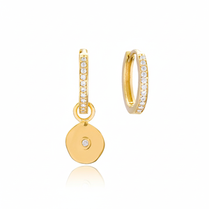 Pendientes de plata de ley 925 con piedra de circonita chapada en oro, joyería para mujer - Product Image 2