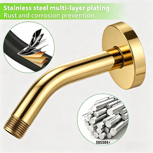Braccio Doccia a <span class=keywords><strong>L</strong></span> da 10 Pollici in Acciaio Inox 304 Dorato Lucido, Moderno, per Cucina e Bagno, ad Alta Pressione e Risparmio Idrico, Montaggio a Parete - Product Image 3