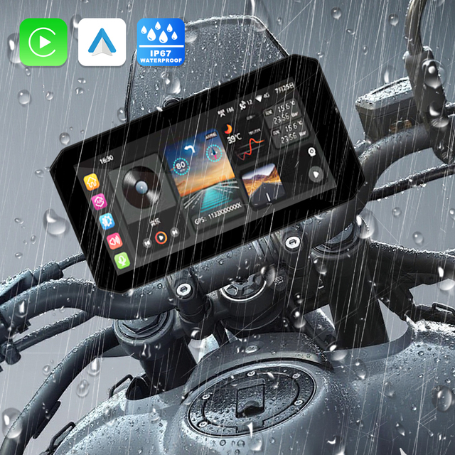 5.5Inch WiFi Carplay IP67 Waterproof Camera BSD Motorcycle Touch Screen Android Auto DVR BT Navigation GPS Tracker Moto