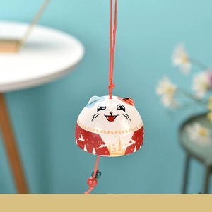 Cloche à vent Furin japonaise en forme de chat porte-bonheur, avec perles colorées, ornement suspendu pour fenêtre, balcon, décoration de la maison - Product Image 3