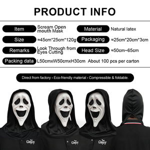 Máscara de Látex de Cara de Fantasma de Boca Abierta para Halloween, Disfraz de Terror, Accesorios de Cosplay, Personalizable - Product Image 3