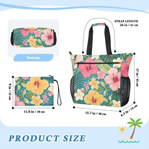 Tropical Floral Print Beach Tote <b>Bag</b> Water Resistant Large Capacity Summer Women's Tote <b>Bag</b> for <b>Travel</b> - Product Image 4