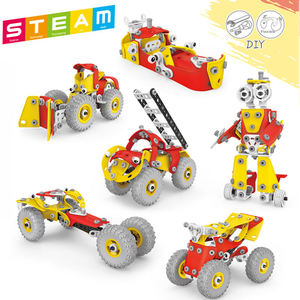 Jouets de camion d'ingénierie à démonter avec vis et écrous pour l'éducation STEM des enfants, 196 pièces, 6 en 1, ensemble de blocs de construction flexibles - Product Image 2