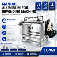 Máquina Manual Rebobinadora de Papel de Aluminio para Producción de Rollos de Papel de Aluminio, Película Plástica y Papel de Silicona