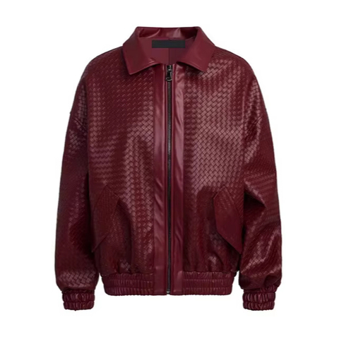 Autumn New Products Casual comfort Lapel Zipper Sheepskin Woven Leather Apparel Bomber Jacket for Women
