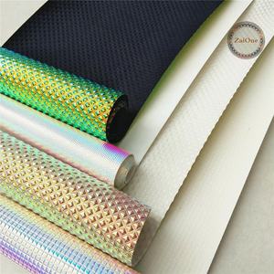 Feuille de simili cuir métallisé irisé, <span class=keywords><strong>vinyle</strong></span> holographique, tissu simili cuir pour sacs, nœuds, pinces à cheveux, artisanat - Product Image 2