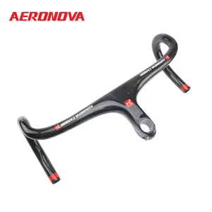 AERONOVA-Manillar de carbono con vástago UD brillante para bicicleta, integrado de 400 manillar/420/440mm