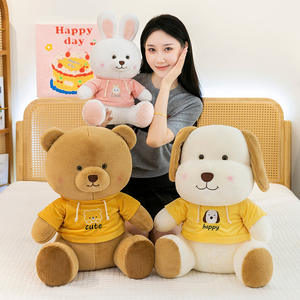 Peluche Orsetto con Cappuccio, Simpatico Cucciolo di Peluche, Compagno per <span class=keywords><strong>Bambini</strong></span>, Regalo di Compleanno per Bambine, <span class=keywords><strong>Cuscino</strong></span> Decorativo a Forma di Coniglietto - Product Image 2