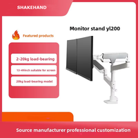 Support double moniteur robuste de 20 kg, 49 pouces, en alliage d'aluminium, réglable en hauteur, support de moniteur, vente en gros d'usine