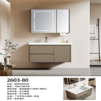 Ensemble lavabo en céramique à cuve profonde breveté, meuble de rangement mural en acier inoxydable et miroir LED anti-buée 800-1000mm