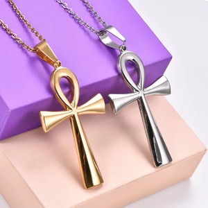 Collier avec pendentif croix chrétienne en acier inoxydable plaqué or, unisexe, vintage, bijoux religieux, cadeau - Product Image 3