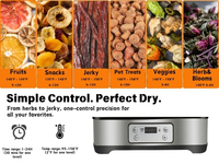 Déshydrateur de fruits empilable 5 en 1, 300 W, 30-70 ° Déshydrateurs à minuterie 24H pour fruits, légumes, herbes et viande séchée