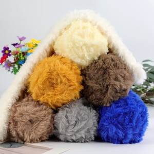 Yumuşak el örgü fantezi kabarık peluş desen tığ hantal Polyester vizon sahte kürk iplik örgü şapka için - Product Image 4