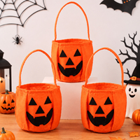 Lot de 3 sacs à bonbons d'Halloween en forme de citrouille, seaux tissés en forme de citrouille, sacs pour la collecte de bonbons, cadeaux pour fêtes costumées d'Halloween, pour bonbons et friandises