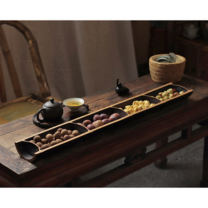 Bamboo Tea And <b>Snack</b> <b>Tray</b> Carbonized Wood Pattern Home Use Serving <b>Tray</b> - Product Image 3