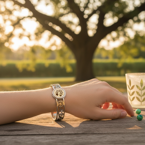 Bracciale Albero della Vita in Acciaio Inossidabile Placcato Oro, Design Unico e alla Moda - Product Image 4