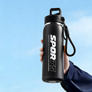 Bouteille d'eau isotherme à large ouverture de 600 ml, colorée, en gros, avec couvercle à ouverture rapide par pression et sangle - Product Image 6