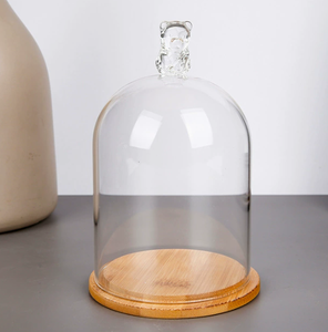 Cloche en verre anti-poussière avec base en bois, cloche décorative pour bougie, cloche en verre décorative pour table - Product Image 3