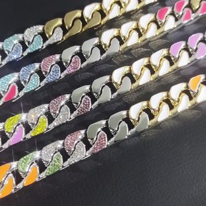 Miami Hip Hop Jewelry 12mm <span class=keywords><strong>Cadena</strong></span> cubana de acero inoxidable Collar de lujo para hombres con circón colorido Accesorios de calle urbana - Product Image 4