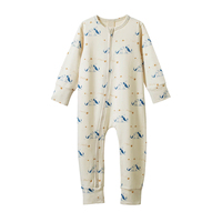 Combinaison pour bébé en coton biologique, pyjama pour nouveau-né, fermeture éclair bidirectionnelle, pyjama pour bébé durable, vêtements pour bébé à impression personnalisée, vêtements de nuit en jersey