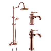 Robinet de douche en laiton doré rose avec pomme de douche complète pour salle de bain