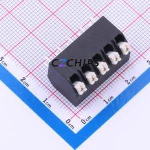 JL212S-50005B01 Spring Terminal Block Through hole Component (THT),P=5mm Connector 1x5P 5mm Black Through Hole - Product Image 1