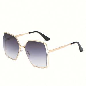 Gafas de Sol Personalizadas de Moda 2021, Gafas de Sol Cuadradas Extra Grandes con Marco Metálico Hueco para Mujer, Gafas de Sol con Degradado - Product Image 4