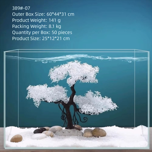 <span class=keywords><strong>Aquarium</strong></span> Visbak Landschapsdecoratie Plastic Ornament Simulatie Sneeuwvlok Roze Welkomende Pine Bonsai Aquariumplanten - Product Image 6